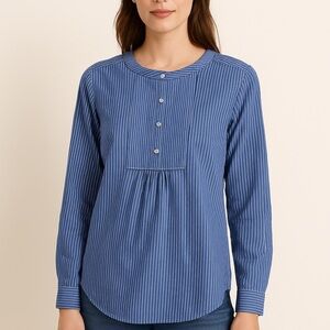 LOFT Blue Pinstripe Blouse